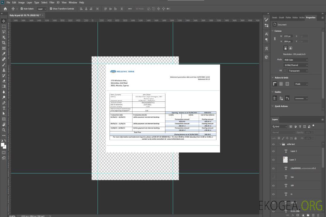 Relevé bancaire hellénique de Chypre template Relevé bancaire hellénique de Chypre template